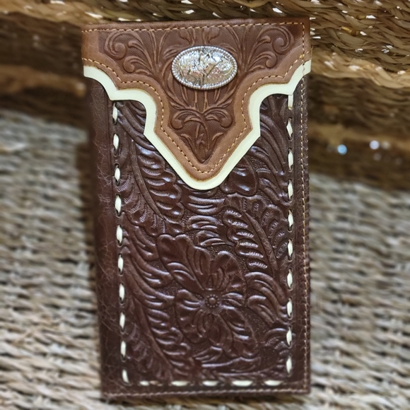unbranded | Bags | Bullrider Western Wallet Genuine Leather Long Bifold ...